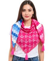 ZWILLINGSHERZ Schuppenmuster Anker Vierecks-Tuch mit Ankern und Schuppen Mode-Tuch 3016Q-0712-6 Pink/Blau/Weiß