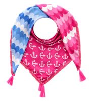 ZWILLINGSHERZ Schuppenmuster Anker Vierecks-Tuch mit Ankern und Schuppen Mode-Tuch 3016Q-0712-6 Pink/Blau/Weiß