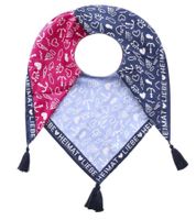 Foulard carré ZWILLINGSHERZ « Homeland Love » avec symboles maritimes 3016Q-0209-9 Bleu/Rose/Blanc