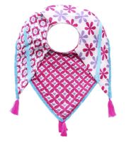 Foulard carré ZWILLINGSHERZ Alwine à cœurs et fleurs, foulard tendance 3016Q-1008-7 Turquoise/Rose/Blanc