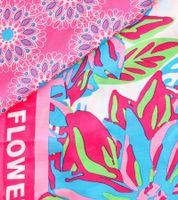 ZWILLINGSHERZ Flower Love Square Scarf with Retro-Look Flowers, Fashion Scarf 3016Q-2907-4 Pink/Turquoise/Multicolored