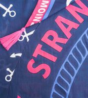 ZWILLINGSHERZ Beach Happiness Square Scarf with Anchors and MOIN MOIN Lettering, Fashion Scarf 3016Q-2907-5 Blue/Pink/White