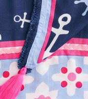 ZWILLINGSHERZ Sea Sun Sand Square Scarf with Anchors and Steering Wheels Lettering Fashion Scarf 3016Q-0629-5 Blue/Pink/White