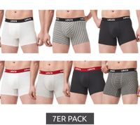 7er Pack LEVI`S Herren Boxershorts Baumwoll-Unterwäsche mit farblichen Akzenten am Bund in Geschenkbox 701225625 003 Schwarz/Weiß/Rot/Grau