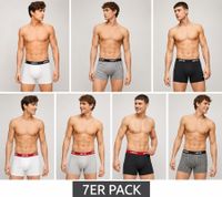 7er Pack LEVI`S Herren Boxershorts Baumwoll-Unterwäsche mit farblichen Akzenten am Bund in Geschenkbox 701225625 003 Schwarz/Weiß/Rot/Grau