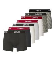 7er Pack LEVI`S Herren Boxershorts Baumwoll-Unterwäsche mit farblichen Akzenten am Bund in Geschenkbox 701225625 003 Schwarz/Weiß/Rot/Grau