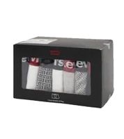 7er Pack LEVI`S Herren Boxershorts Baumwoll-Unterwäsche mit farblichen Akzenten am Bund in Geschenkbox 701225625 003 Schwarz/Weiß/Rot/Grau