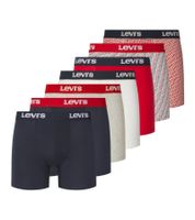 7er Pack LEVI`S Herren Boxershorts Baumwoll-Unterwäsche mit farblichen Akzenten am Bund in Geschenkbox 701225625 004 Navy/Rot/Weiß/Grau