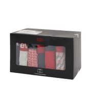 7er Pack LEVI`S Herren Boxershorts Baumwoll-Unterwäsche mit farblichen Akzenten am Bund in Geschenkbox 701225625 004 Navy/Rot/Weiß/Grau