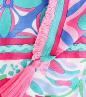 ZWILLINGSHERZ Watercolor Print Square Scarf with Flowers and Ornaments Fashion Scarf 3016Q-0609-84 Blue/Pink/Multicolored