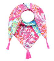 Sciarpa quadrata con fiori hawaiani ZWILLINGSHERZ, con fiori e ornamenti, alla moda, 3016Q-2907-90, rosa/blu/multicolore