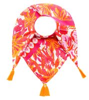 ZWILLINGSHERZ Hawaii Blume Vierecks-Tuch mit Blumen und Ornamenten Mode-Tuch 3016Q-2907-90 Orange/Pink