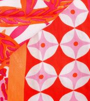 ZWILLINGSHERZ Hawaii Blume Vierecks-Tuch mit Blumen und Ornamenten Mode-Tuch 3016Q-2907-90 Orange/Pink