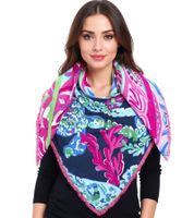 ZWILLINGSHERZ Dschungel Mix Vierecks-Tuch im Mustermix mit Schildkröten Blumen und Korallen Mode-Tuch 3016Q-0803-21 Pink/Grün/Blau