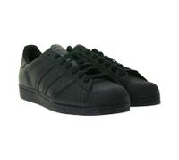 adidas Superstar Unisex Sneaker mit ikonischem Shell Toe Design Echtleder-Schuhe Low Top Sneaker EG4957 Schwarz