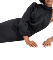 Stylish Women's One-Shoulder Dress in Shiny Satin - Evening Dress 925469 in Green or 919324 in Black