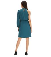 Stylish Women's One-Shoulder Dress in Shiny Satin - Evening Dress 925469 in Green or 919324 in Black