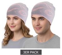 3er Pack Orange County Choppers Beanie kuschelige Mütze mit Motorrad-Motiv Winter-Mütze Fan-Artikel 4052OCC Grau/Rosa