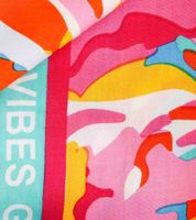 ZWILLINGSHERZ Blumentraum Vierecks-Tuch mit Blumen und Good Vibes Only Print Mode-Tuch 3016Q-0208-21 Pink/Türkis/Bunt