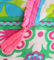 ZWILLINGSHERZ Summer Vibes Vierecks-Tuch mit Blumen und Ornamenten Mode-Tuch 3016Q-0609-73 Türkis/Pink/Bunt