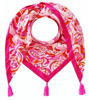 Sciarpa triangolare con stampa acquerello ZWILLINGSHERZ, fiori e ornamenti, sciarpa alla moda 3014D-0204-13 Rosa/Arancione/Bianco