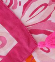 Sciarpa triangolare con stampa acquerello ZWILLINGSHERZ, fiori e ornamenti, sciarpa alla moda 3014D-0204-13 Rosa/Arancione/Bianco