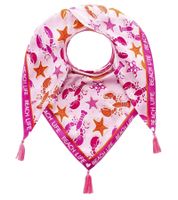 ZWILLINGSHERZ Beach Life Dreiecks-Tuch mit Krabben Seesternen und Statement Print Mode-Tuch 3014D-0703-22 Pink/Rosa
