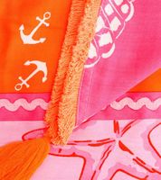 ZWILLINGSHERZ Meeresglück Vierecks-Tuch mit maritimen Motiven Mode-Tuch 3016Q-0609-90 Orange/Pink/Bunt