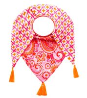 Sciarpa quadrata ZWILLINGSHERZ Happy Paisley con fiori e ornamenti in stile retrò, sciarpa alla moda 3016Q-0208-22 Arancione/Rosa
