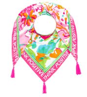 ZWILLINGSHERZ Think Positive Dreiecks-Tuch mit buntem Blütenmuster und Pailletten Mode-Tuch 30011-64 Grün/Pink/Bunt