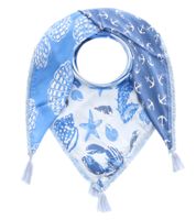 ZWILLINGSHERZ Meeresglück Vierecks-Tuch mit maritimen Motiven Mode-Tuch 3016Q-0609-18 Hellblau/Blau/Weiß