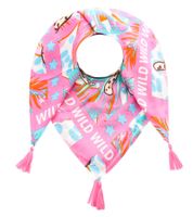 ZWILLINGSHERZ Wild Dschungel Vierecks-Tuch mit Leoparden und WILD Schriftzug Mode-Tuch 3016Q-2907-20 Pink/Braun/Bunt