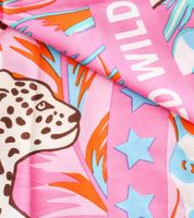 ZWILLINGSHERZ Wild Dschungel Vierecks-Tuch mit Leoparden und WILD Schriftzug Mode-Tuch 3016Q-2907-20 Pink/Braun/Bunt