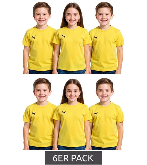 Pack de 6 camisetas deportivas PUMA TeamGoal 23 para niños y niñas, de algodón con logo bordado, 656709 07 Amarillo