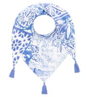 ZWILLINGSHERZ Blue Happiness Dreiecks-Tuch mit Blumen und Ornamenten Mode-Tuch 30014-18 Hellblau/Weiß