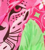 ZWILLINGSHERZ Leopard im Dschungel Dreiecks-Tuch mit Animal-Print und Blättern Mode-Tuch 3014D-3010-14 Pink/Grün/Bunt