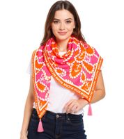 ZWILLINGSHERZ Steuerrad Dreiecks-Tuch im maritimen Design und Moin Moin Schriftzug Mode-Tuch 3014D-1011-9 Orange/Pink/Weiß