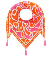 ZWILLINGSHERZ Steuerrad Dreiecks-Tuch im maritimen Design und Moin Moin Schriftzug Mode-Tuch 3014D-1011-9 Orange/Pink/Weiß