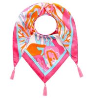 ZWILLINGSHERZ Big Flower Dreiecks-Tuch mit farbenfrohem großen Blumen-Print Mode-Tuch 3014D-0107-88 Türkis/Pink/Bunt