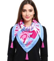 ZWILLINGSHERZ Big Flower Dreiecks-Tuch mit farbenfrohem großen Blumen-Print Mode-Tuch 3014D-0107-89 Blau/Pink/Bunt