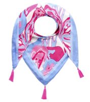 ZWILLINGSHERZ Big Flower Dreiecks-Tuch mit farbenfrohem großen Blumen-Print Mode-Tuch 3014D-0107-89 Blau/Pink/Bunt