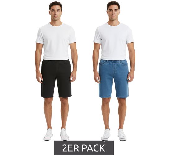 2-Pack Men's Stretch Pull-On Jeans-Bermuda Shorts, Cotton Shorts, Summer Pants, 926836 Blue/Black