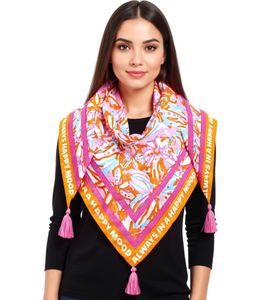 Foulard triangulaire ZWILLINGSHERZ Happy Mood à fleurs et imprimé tendance, foulard tendance 3014D-3010-90 Rose/Orange/Multicolore Foulard triangulaire ZWILLINGSHERZ Happy Mood à fleurs et imprimé tendance, foulard tendance 3014D-3010-90 Rose/Orange/Multicolore