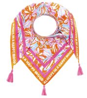 ZWILLINGSHERZ Happy Mood Dreiecks-Tuch mit Blumen und Statement Print Mode-Tuch 3014D-3010-90 Pink/Orange/Bunt