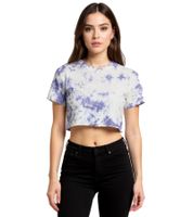 Top corto tie-dye ZEGY para mujer, camiseta de algodón 1075 en blanco/morado, blanco/amarillo, blanco/rosa o blanco/azul