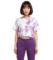 Top corto tie-dye ZEGY para mujer, camiseta de algodón 1075 en blanco/morado, blanco/amarillo, blanco/rosa o blanco/azul
