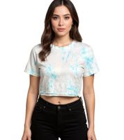 Top corto tie-dye ZEGY para mujer, camiseta de algodón 1075 en blanco/morado, blanco/amarillo, blanco/rosa o blanco/azul