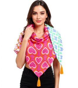 ZWILLINGSHERZ Liebevoller Mix Dreiecks-Tuch mit farbenfrohen Blumen und Herzen Mode-Tuch 3014D-3010-42 Pink/Grün/Orange/Bunt ZWILLINGSHERZ Liebevoller Mix Dreiecks-Tuch mit farbenfrohen Blumen und Herzen Mode-Tuch 3014D-3010-42 Pink/Grün/Orange/Bunt