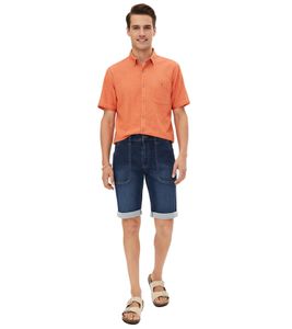 Herren Stretch-Jeans-Bermuda Baumwoll-Hose mit aufgesetzten Taschen kurze Hose 977985 Dunkelblau Herren Stretch-Jeans-Bermuda Baumwoll-Hose mit aufgesetzten Taschen kurze Hose 977985 Dunkelblau