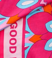 ZWILLINGSHERZ Always in a good mood Vierecks-Tuch mit Statement Print und Ornamenten Mode-Tuch 3016Q-0209-6 Pink/Türkis/Bunt